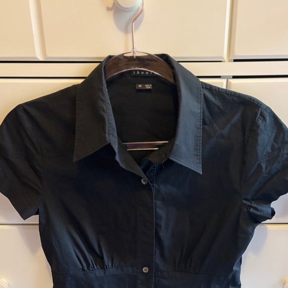 Theory Black Button Down Short Sleeve Shirt - Picture 5 of 5